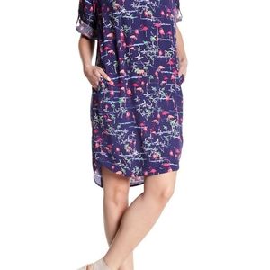 Tori Richard flamingo shift dress S